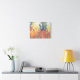 Abstract Colorful Brushstroke Matte Canvas Wall Art – Vibrant Orange & Green Stretched Print