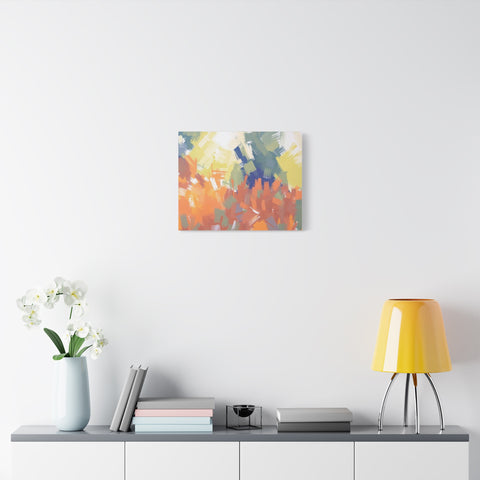Abstract Colorful Brushstroke Matte Canvas Wall Art – Vibrant Orange & Green Stretched Print