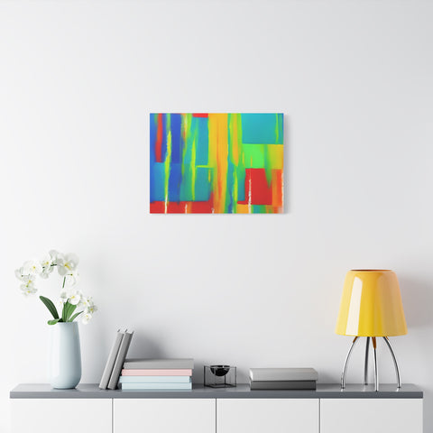 Abstract Rainbow Blocks Matte Canvas Print