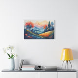 Watercolor Mountain Landscape Canvas Print — Stretched Matte Wall Art