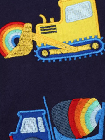 Children's Construction Vehicle Embroidered T-Shirt