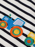 Children's Embroidered Striped Round Neck T-Shirt