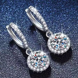 1 Carat 925 Sterling Silver Moissanite Hoop Drop Earrings