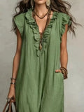 Full Size Ruffled V-Neck Cap Sleeve Maxi Dress Plus Size