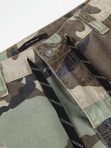 Men's Camouflage Leopard Patchwork Cargo Pants