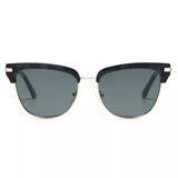 Classic Clubmaster Style Sunglasses with Gold Accents