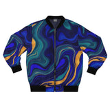 Blue & Gold Marble Bomber Jacket