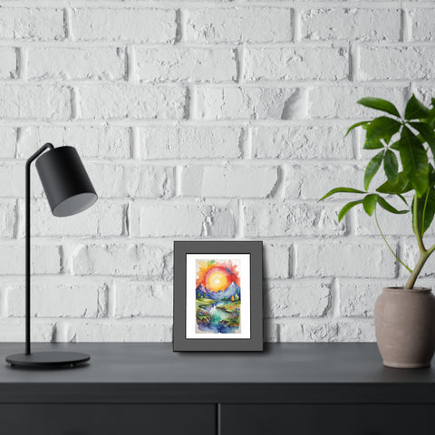 Framed Poster — Vibrant Watercolor Mountain Sunrise Landscape
