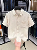 Men's Plus Size Lightweight Textured Short-Sleeve Shirt