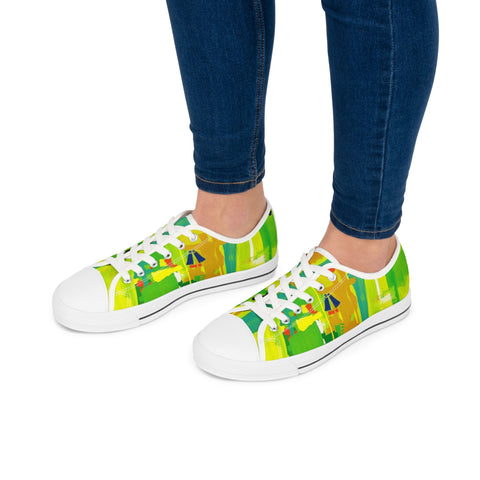 Women's Low Top Sneakers — Vibrant Tropical Abstract Print