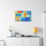 Abstract Color Field Matte Canvas Print — Vibrant Blue, Yellow & Red Stretched Wall Art