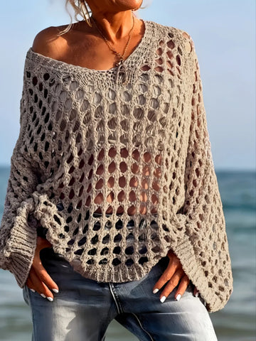 Crochet Long Sleeve Knit Cover Up