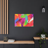 Abstract Rainbow Brushstrokes Matte Canvas Wall Art — Vibrant Stretched 1.25"