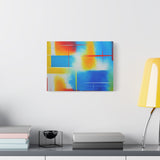 Abstract Color Field Matte Canvas Print — Vibrant Blue, Yellow & Red Stretched Wall Art
