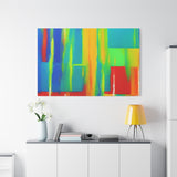 Abstract Rainbow Blocks Matte Canvas Print