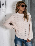 Openwork Mock Neck Long Sleeve Sweater