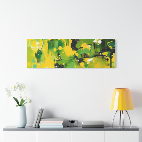 Abstract Green & Yellow Matte Canvas Print – Vibrant Modern Wall Art