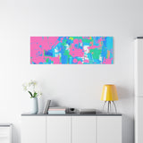 Neon Splash Abstract Canvas Print – Bright Pink & Aqua Modern Wall Art