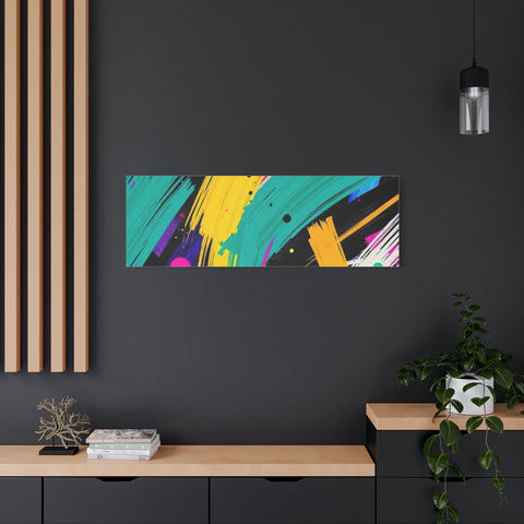 Abstract Neon Brushstroke Canvas Print — Colorful Modern Wall Art