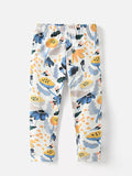 Children's Floral Print Elastic Waist Pants
