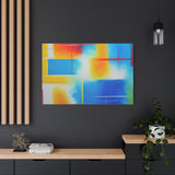 Abstract Color Field Matte Canvas Print — Vibrant Blue, Yellow & Red Stretched Wall Art
