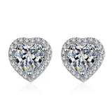 2 Carat 925 Sterling Silver Moissanite Heart Earrings