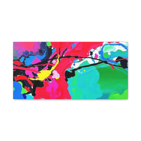 Abstract Neon Splash Matte Canvas Print — Vibrant Colorful Stretched Wall Art