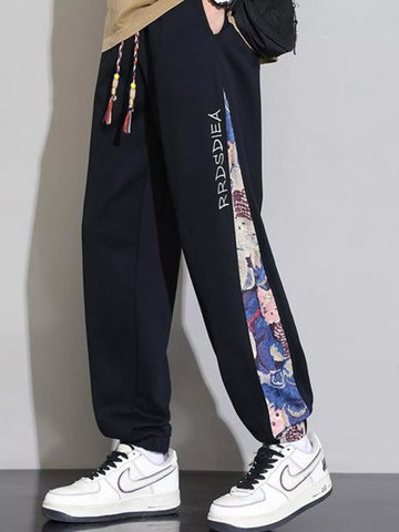 Men's Plus Size Casual Bear Print Side Panel Sweatpants