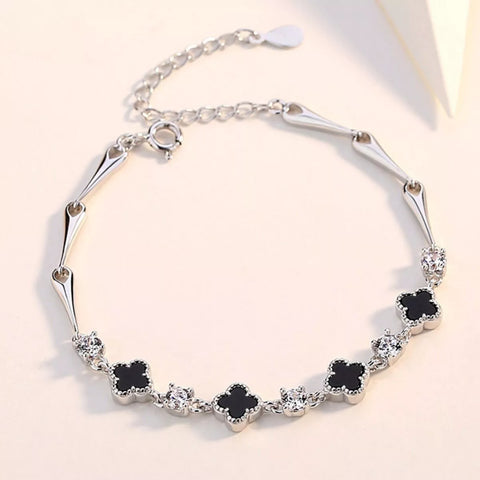 925 Sterling Silver Clover Charm Bracelet