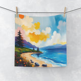 Beach Sunset Face Towel — Coastal Scenery Printed Hand Towel