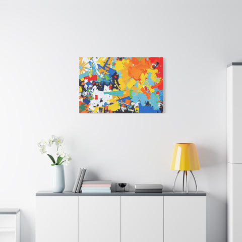 Abstract Splash Colorful Matte Canvas Wall Art – Vibrant Modern Stretched Print