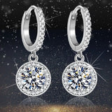 1 Carat 925 Sterling Silver Moissanite Hoop Drop Earrings