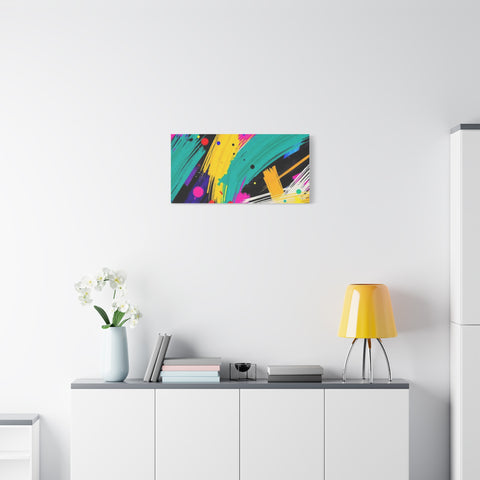 Abstract Neon Brushstroke Canvas Print — Colorful Modern Wall Art