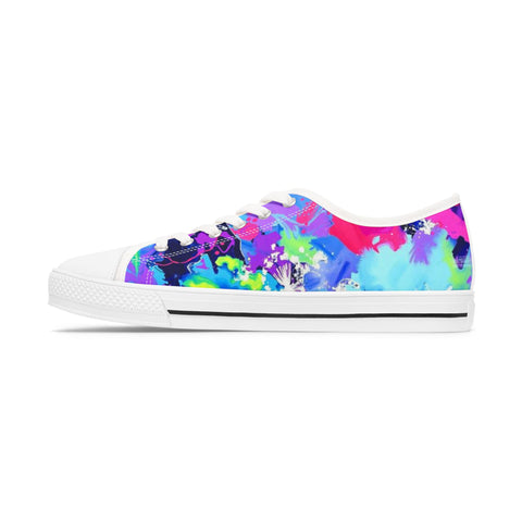 Women's Low Top Sneakers — Colorful Tie-Dye Splash Canvas Sneakers