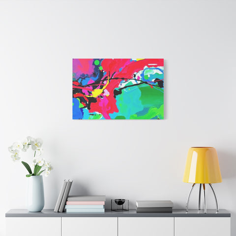 Abstract Neon Splash Matte Canvas Print — Vibrant Colorful Stretched Wall Art