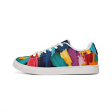 Men's Low-Top Sneakers — Colorful Abstract Brushstroke Leather Shoes