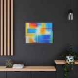 Abstract Color Field Matte Canvas Print — Vibrant Blue, Yellow & Red Stretched Wall Art