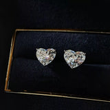 2 Carat 925 Sterling Silver Moissanite Heart Earrings