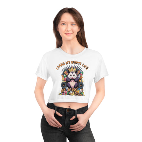 Living My Worst Life Crop Tee — Funny Panda Throne Graphic