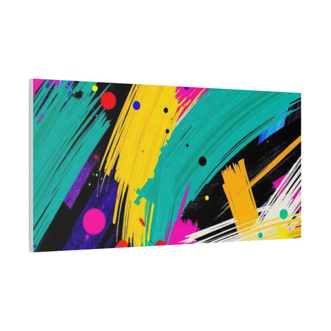 Abstract Neon Brushstroke Canvas Print — Colorful Modern Wall Art