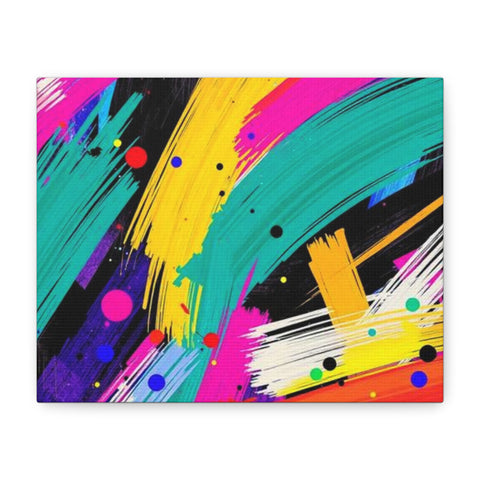 Abstract Neon Brushstroke Canvas Print — Colorful Modern Wall Art