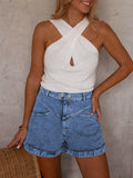 High-Waisted Denim Shorts