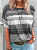 Contrast Round Neck Casual T-Shirt