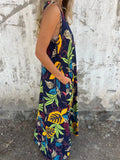 Full Size Printed V-Neck Sleeveless Dress Plus Size