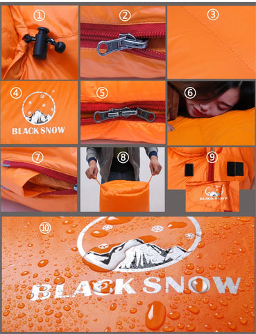 BLACKSNOW White Goose Down Mummy Sleeping Bag – Ultra-Warm, Lightweight, Winter-Ready (4 Thickness Options)