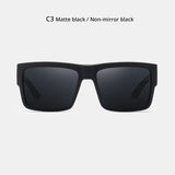 KDEAM All-Black Polarized Sunglasses – Unisex Square Frame | UV400 Protection for Fishing, Driving & Outdoor Adventure