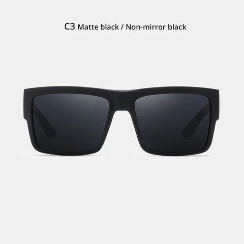 KDEAM All-Black Polarized Sunglasses – Unisex Square Frame | UV400 Protection for Fishing, Driving & Outdoor Adventure