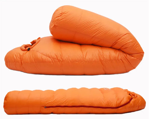 BLACKSNOW White Goose Down Mummy Sleeping Bag – Ultra-Warm, Lightweight, Winter-Ready (4 Thickness Options)