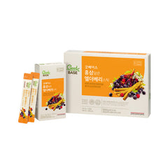Good Base energy bar packaging with colorful ingredients on a white background