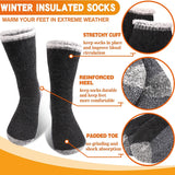 3 Pairs Merino Wool Thermal Socks for Men – Super Thick Winter Crew Socks with Fleece Terry Lining